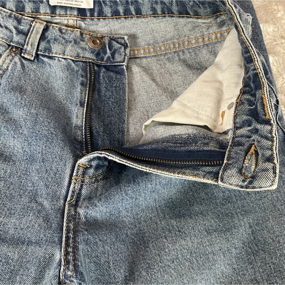 Bershka Women's Size 4 Straight Leg JeansLight‎ Blue High Rise Denim Tapered Hem - Picture 5 of 13